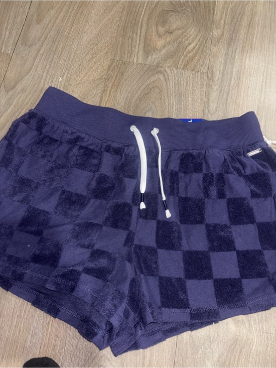 Limited Too Pants - Checkerboard Terry Drawstring Shorts in Deep Navy